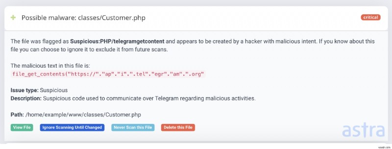 해커는 Telegram을 활용하여 전자 상거래 웹사이트를 감염시키는 데 사용되는 멀웨어를 제어하고 있습니다. – Astra Security Report