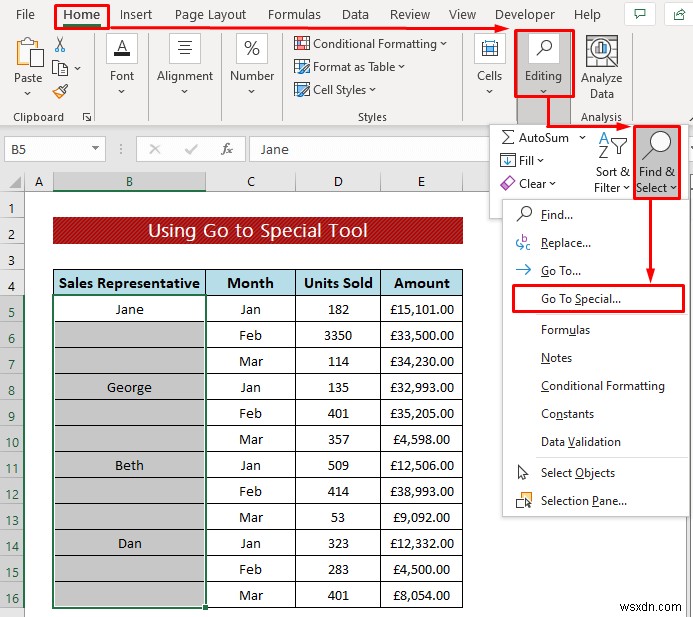 데이터 정리 기술:Excel에서 빈 셀 채우기(4가지 방법)