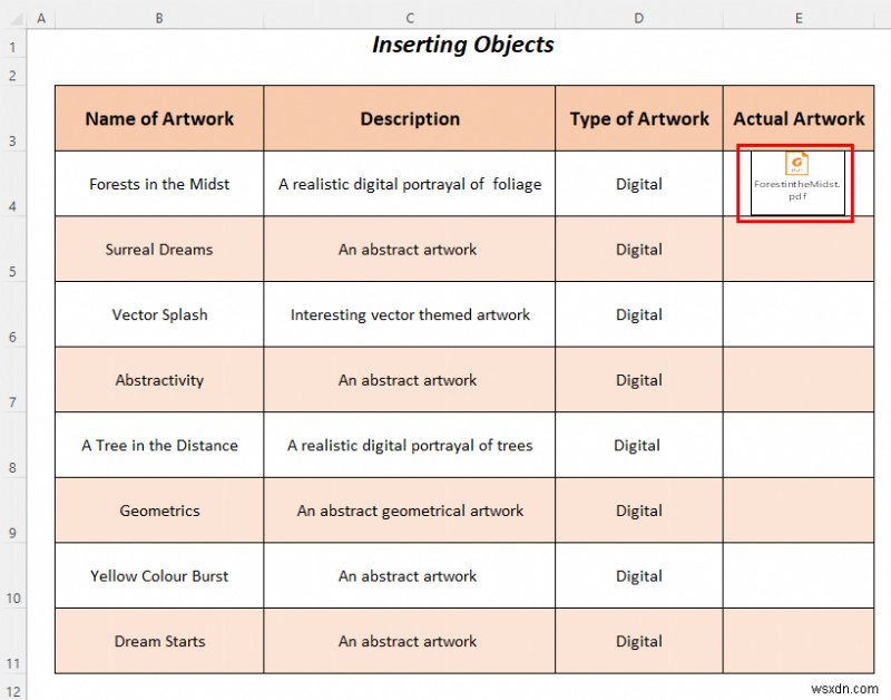 Excel 개체를 사용하여 아트 포트폴리오를 만드는 방법