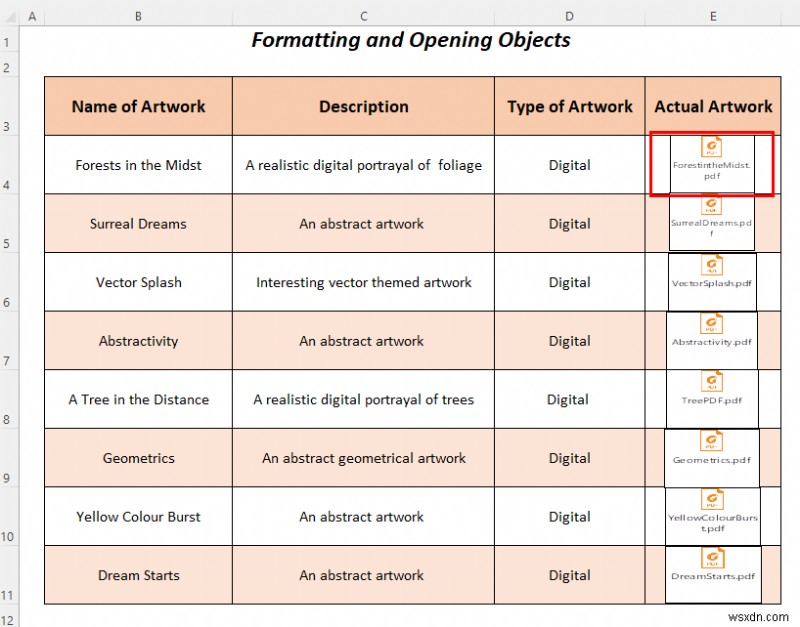 Excel 개체를 사용하여 아트 포트폴리오를 만드는 방법