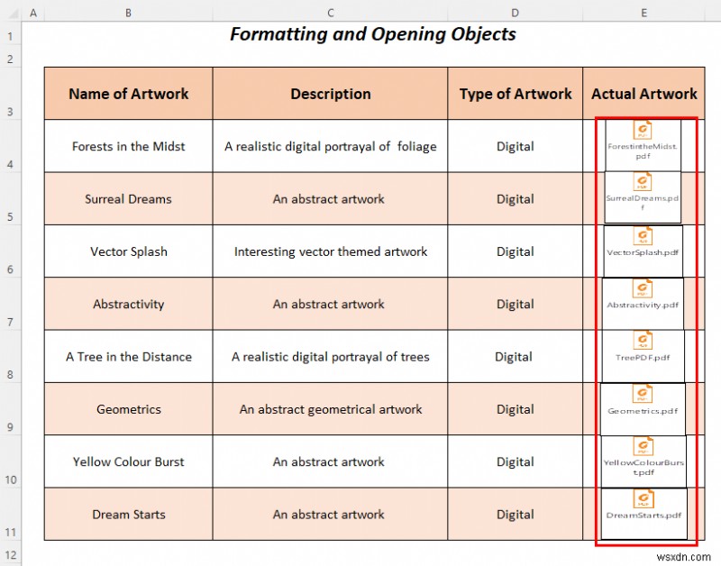 Excel 개체를 사용하여 아트 포트폴리오를 만드는 방법