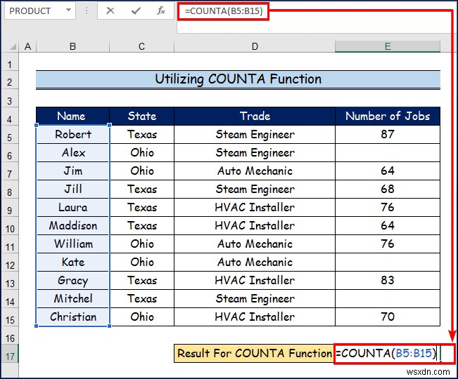 Excel에서 다양한 유형의 COUNT 함수를 사용하는 방법(5가지) 