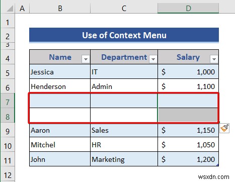 Excel 표에서 행과 열을 삽입하거나 삭제하는 방법