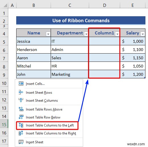 Excel 표에서 행과 열을 삽입하거나 삭제하는 방법