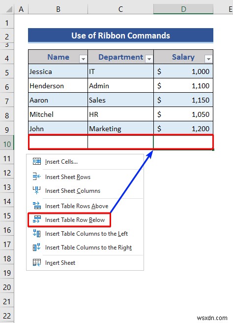 Excel 표에서 행과 열을 삽입하거나 삭제하는 방법