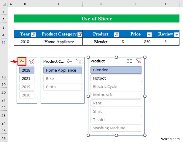 슬라이서를 사용하여 Excel에서 데이터를 필터링하는 방법(2가지 쉬운 방법)