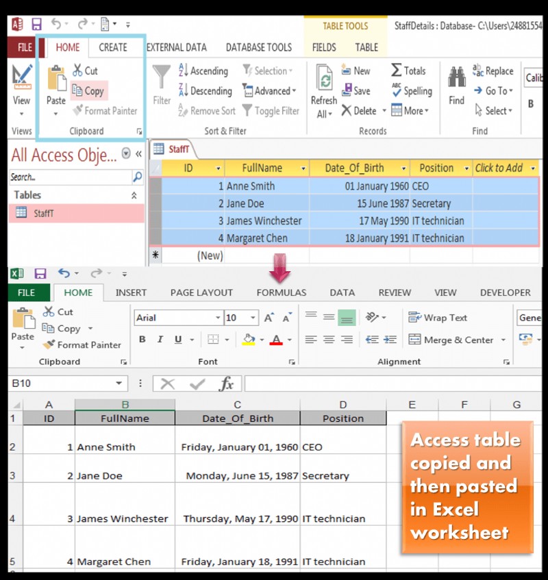 Excel과 Access 간에 데이터 교환(복사, 가져오기, 내보내기)