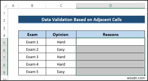 Excel의 다른 셀을 기반으로 한 데이터 유효성 검사(예제 4개)