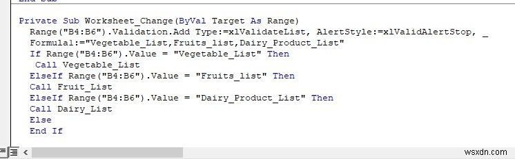 다중 종속 드롭다운 목록 Excel VBA(3가지 방법)