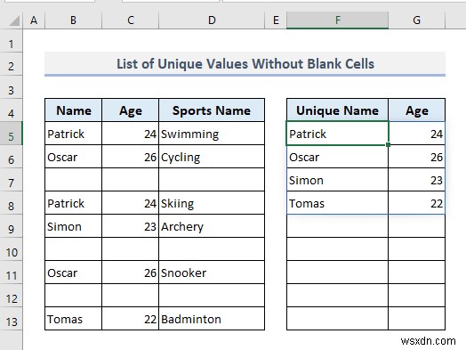 기준에 따라 Excel에서 고유 목록 만들기(9가지 방법)