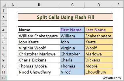 Excel에서 하나의 셀을 두 개로 나누는 방법(5가지 유용한 방법)