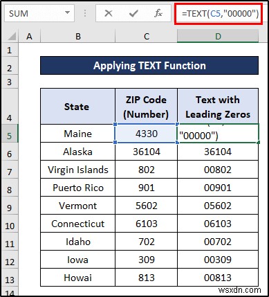 Excel에서 숫자를 0으로 시작하는 텍스트로 변환하는 방법