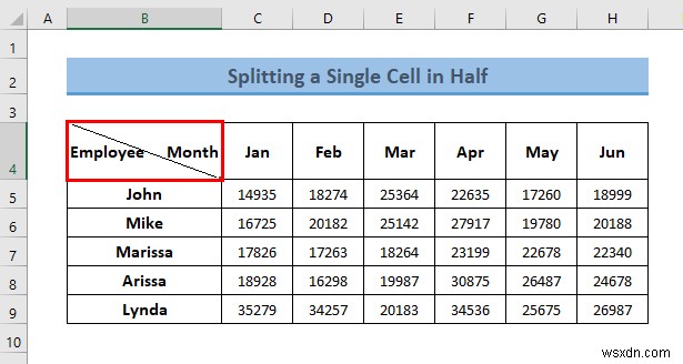 Excel에서 단일 셀을 반으로 나누는 방법