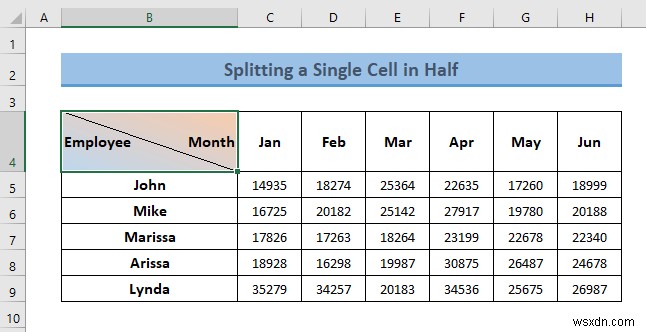 Excel에서 단일 셀을 반으로 나누는 방법