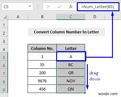 VBA를 사용하여 Excel에서 열 번호를 문자로 변환(3가지 방법)