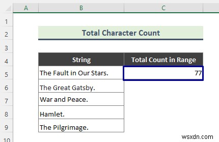 Excel Count 문자열의 문자 발생 횟수