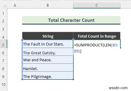 Excel Count 문자열의 문자 발생 횟수