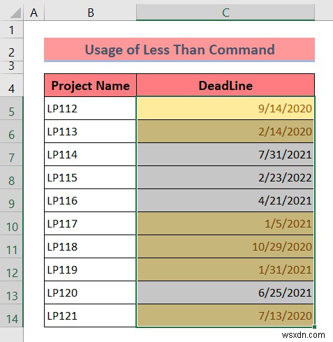 Excel에서 기한이 지난 날짜에 ​​조건부 서식 적용(3가지 방법)