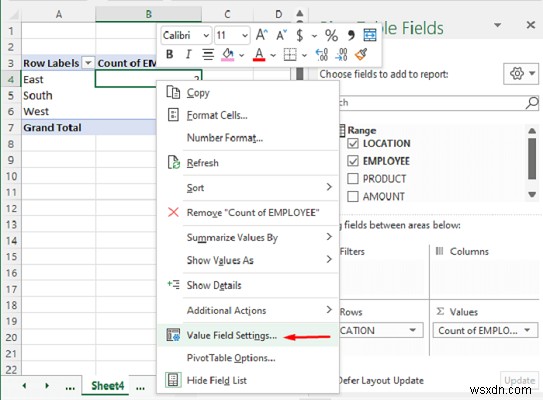 Excel 피벗 테이블에서 중복 계산(2가지 쉬운 방법)