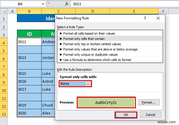 Excel의 다른 셀을 기반으로 하는 조건부 서식(6가지 방법)