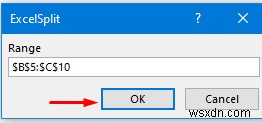 행에 따라 Excel 시트를 여러 시트로 분할