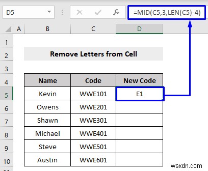 Excel의 셀에서 문자를 제거하는 방법(10가지 방법)