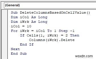 Excel의 기준에 따라 열을 삭제하는 VBA 매크로(예제 8개)