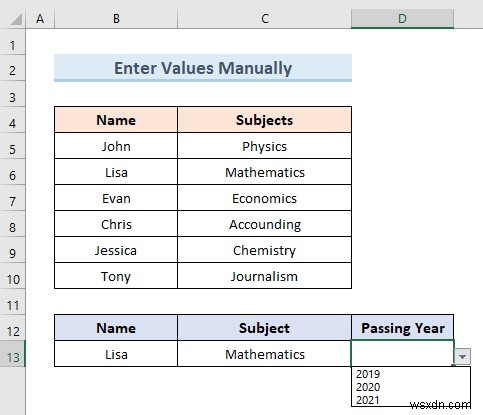 표에서 Excel 드롭다운 목록 만들기(예제 5개)
