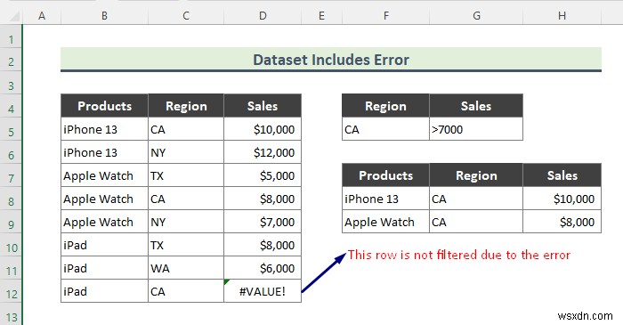 Excel 고급 필터가 작동하지 않음(2가지 이유 및 솔루션)