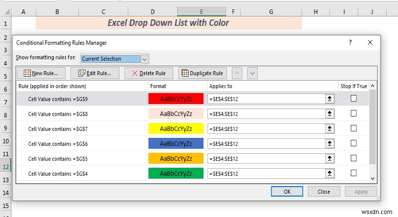 색상이 있는 Excel 드롭다운 목록을 만드는 방법(2가지 방법)