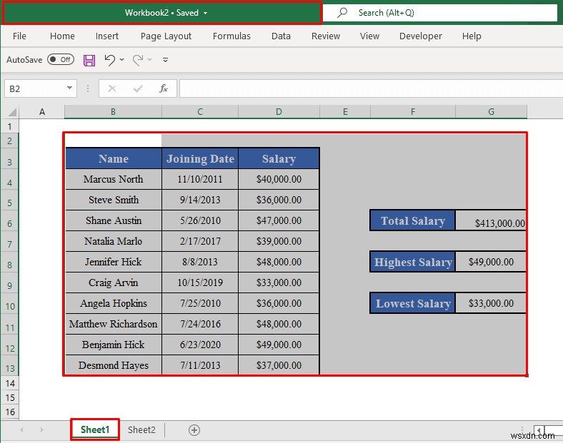 Excel에서 VBA의 UsedRange 속성을 사용하는 방법(4가지 방법)