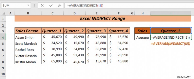 Excel INDIRECT 범위를 사용하는 방법(8가지 가장 쉬운 방법)