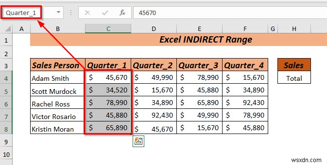 Excel INDIRECT 범위를 사용하는 방법(8가지 가장 쉬운 방법)