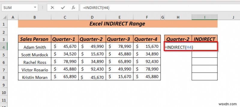 Excel INDIRECT 범위를 사용하는 방법(8가지 가장 쉬운 방법)