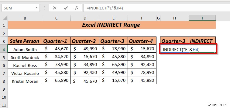 Excel INDIRECT 범위를 사용하는 방법(8가지 가장 쉬운 방법)