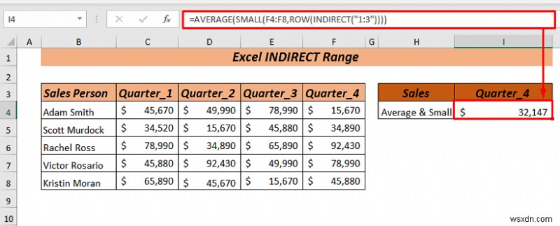 Excel INDIRECT 범위를 사용하는 방법(8가지 가장 쉬운 방법)