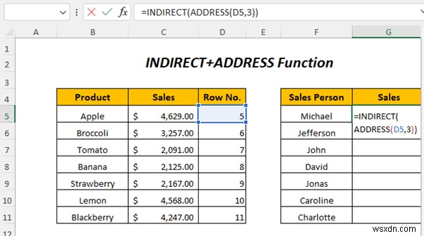 Excel에서 간접 주소를 사용하는 방법(예제 4개)