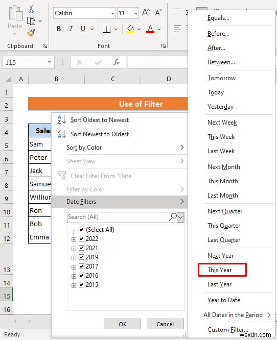 Excel에서 날짜별로 필터링하는 방법(4가지 빠른 방법)