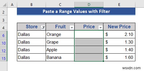Excel에서 필터 적용 시 복사 및 붙여넣기 방법
