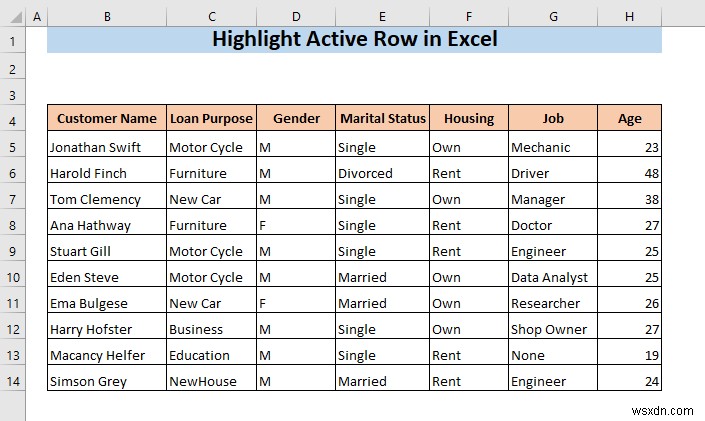 Excel에서 활성 행을 강조 표시하는 방법(3가지 방법)