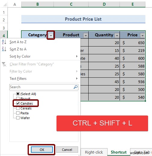 Excel에서 필터를 추가하는 방법(4가지 방법)