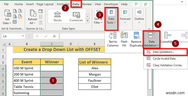 Excel OFFSET을 사용하여 동적 드롭다운 목록을 만드는 방법(3가지 방법)