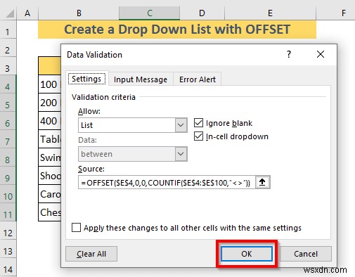 Excel OFFSET을 사용하여 동적 드롭다운 목록을 만드는 방법(3가지 방법)