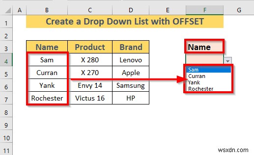 Excel OFFSET을 사용하여 동적 드롭다운 목록을 만드는 방법(3가지 방법)