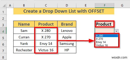 Excel OFFSET을 사용하여 동적 드롭다운 목록을 만드는 방법(3가지 방법)