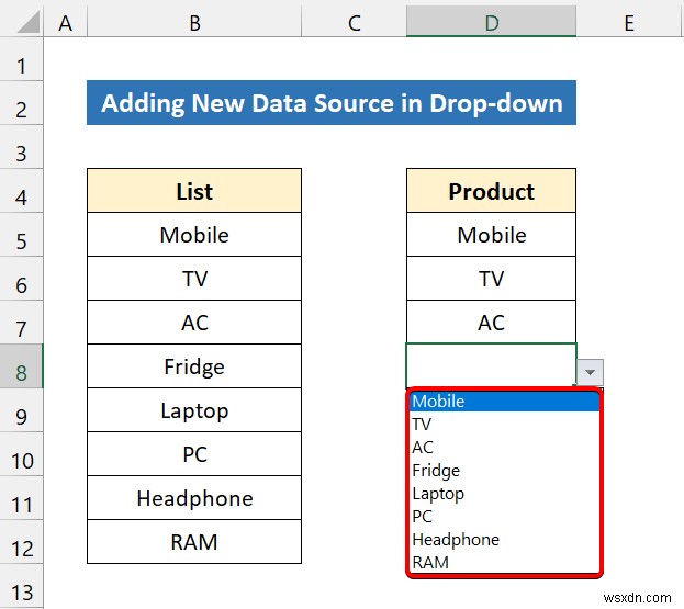 데이터 유효성 검사를 위한 Excel 드롭다운 목록을 만드는 방법(8가지 방법)