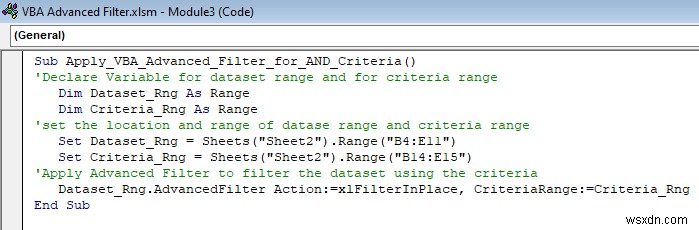 Excel VBA:범위 내에서 여러 기준이 있는 고급 필터(5가지 방법)