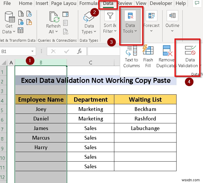 [Fixed] Excel에서 복사 붙여넣기에 대한 데이터 유효성 검사가 작동하지 않음