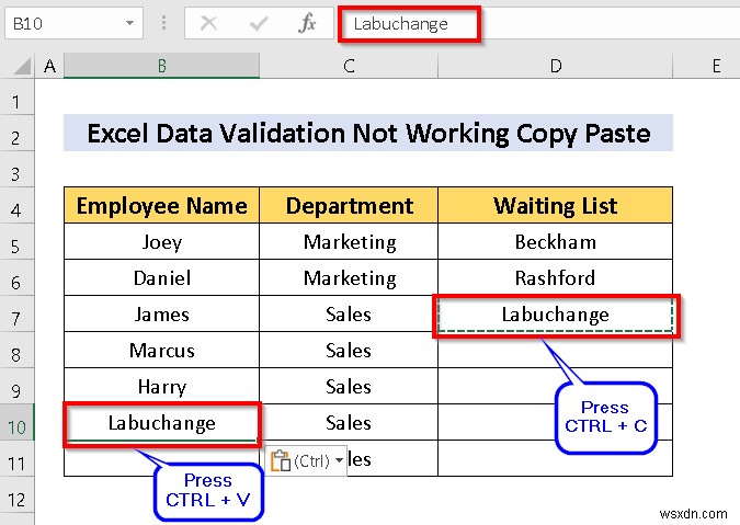 [Fixed] Excel에서 복사 붙여넣기에 대한 데이터 유효성 검사가 작동하지 않음