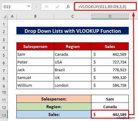 Excel 데이터 유효성 검사에서 사용자 정의 VLOOKUP 수식을 사용하는 방법